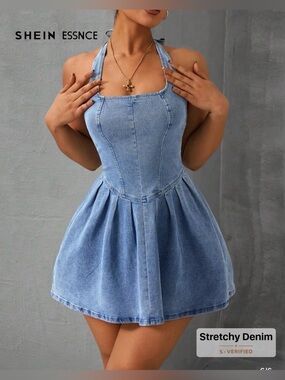 Denim Halter Dress